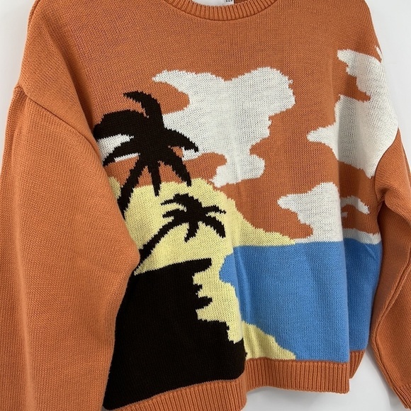 ASOS DESIGN tropical orange, blue, black and white Crewneck sweater SZ 8 - Picture 5 of 10